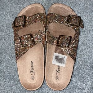 Gold/Multicolor Birken-16 Style Sandals